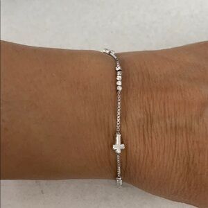 New Sterling Silver Cross Bracelet 7.5 inches